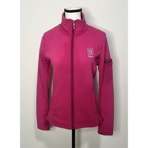 Straight Down SZ S Women's Pink Full Zip Jacket TPC Sawgrass Golf Ribbed